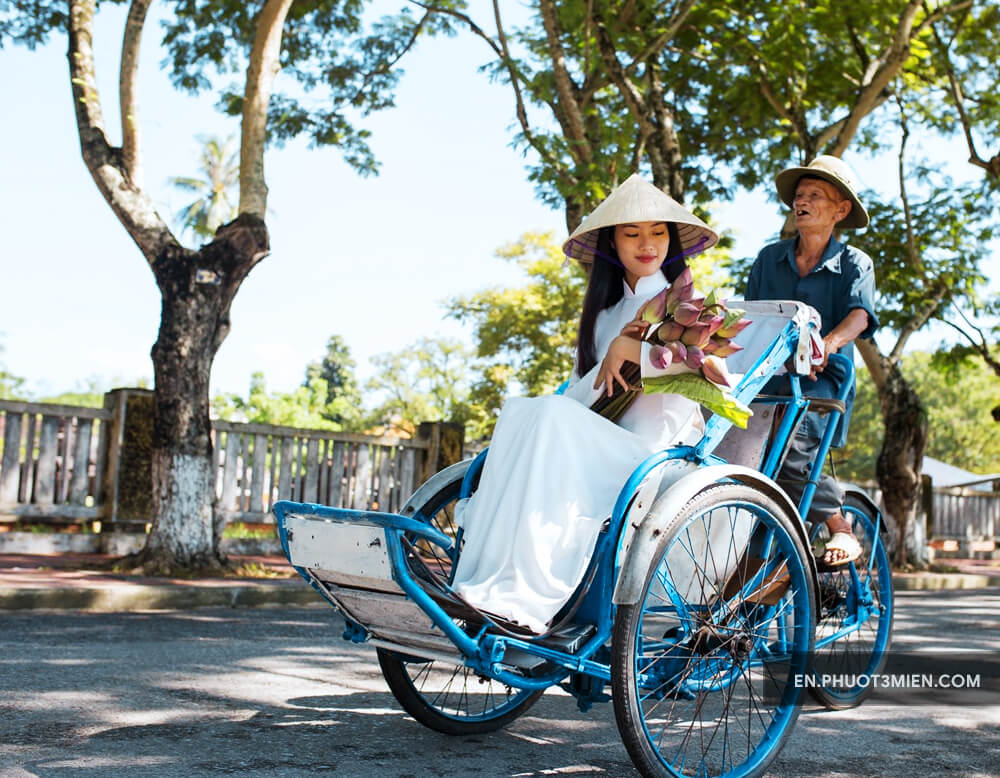 Cyclo is a popular transportation to get around Hue